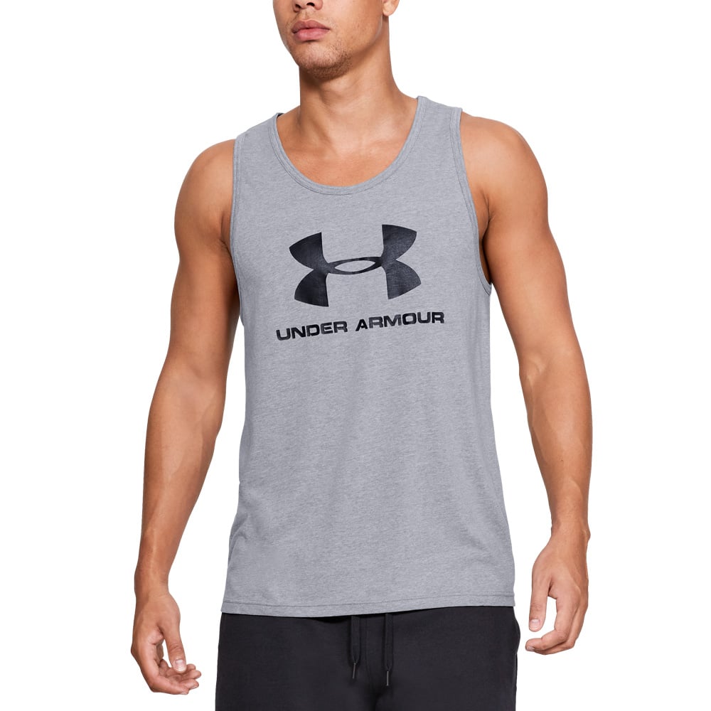 Camiseta sin mangas deportiva Under Armour Sportstyle Logo Wicking Fitness  en gris para hombre