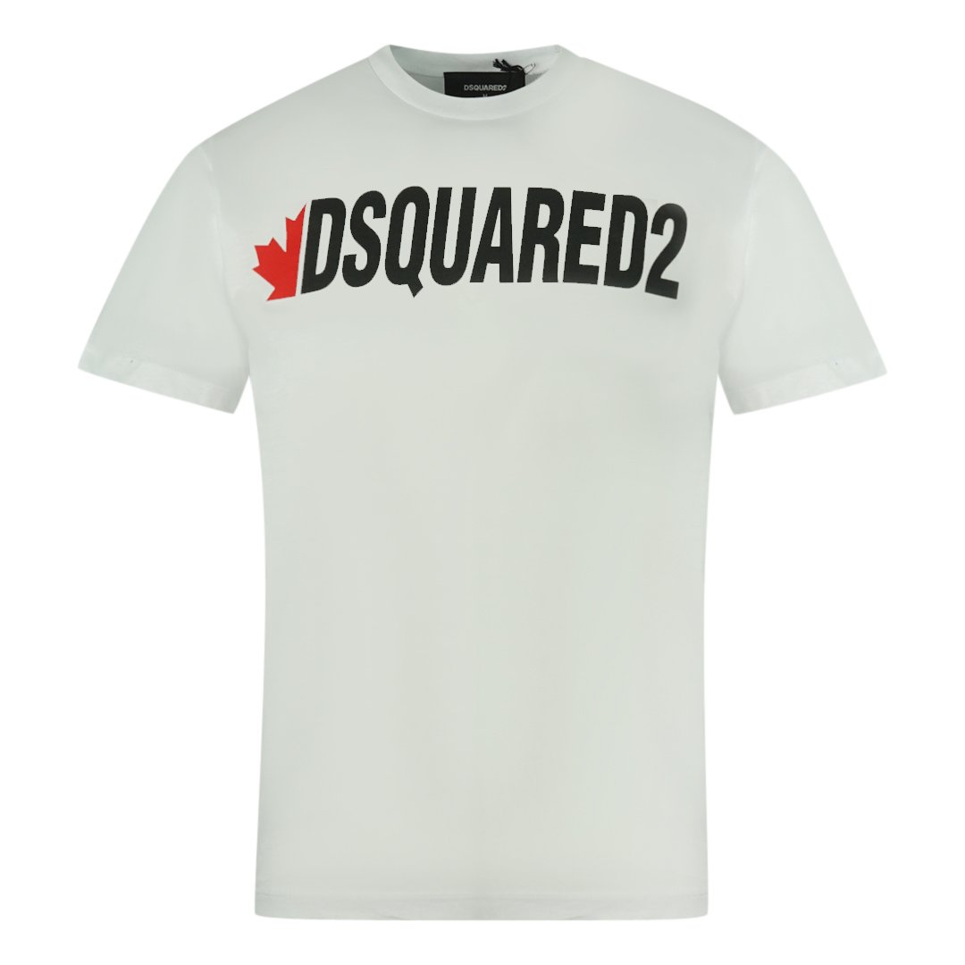 Dsquared2 camiseta blanca de corte fresco Half Maple Leaf