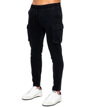   Essentials Pantalón corto cargo de cintura elástica de 9  pulgadas para hombre, color negro, talla S : Ropa, Zapatos y Joyería