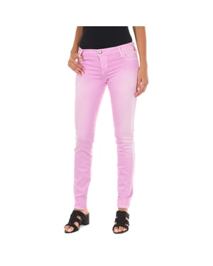 Pantalon Tejano Largo efecto gastado con tejido elástico 10DB50210-G272 mujer