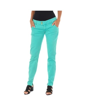 Pantalon Tejano Largo con bajos con corte estrecho 70DBF0361-G131 mujer