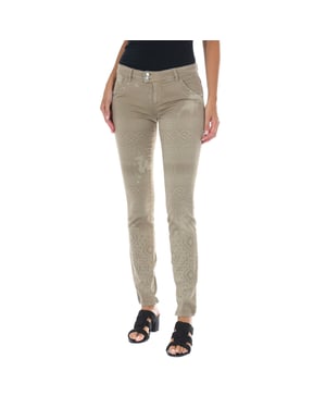 Pantalon Tejano Largo de tejido elástico 70DBF0518-G291 mujer