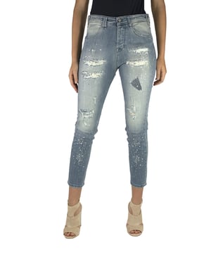 Pantalon Tejano Largo corte del bajo recto 10DBF0667 mujer