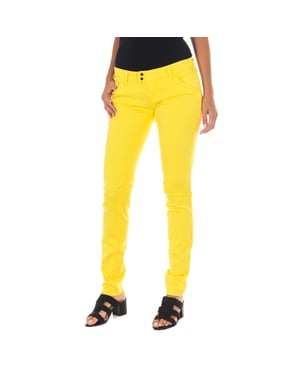 Pantalon Largo de tejido elástico 10DBF0115-G291 mujer