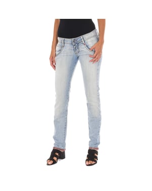 Pantalon Tejano Largo efecto roto con bajos estrechos 10DB50076 mujer