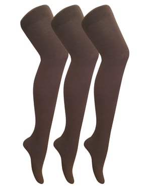 3 Pares Multipack Mallas Opacas 80 Denier Mujer | Sock Snob | Plain Block Colour Tights - Marrón