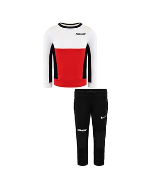 Nike Air manga larga jaleo estiramiento de la cintura negra rojo rojo chándal DC8639 010