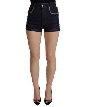 Pantalones cortos de mujer de mezclilla azul stretch con cristal de Dolce & Gabbana