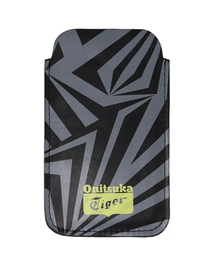 Onitsuka Tiger Tigre impreso Gris Negro de cuero negro iPhone 5 Manga de bolsas 113939 0900