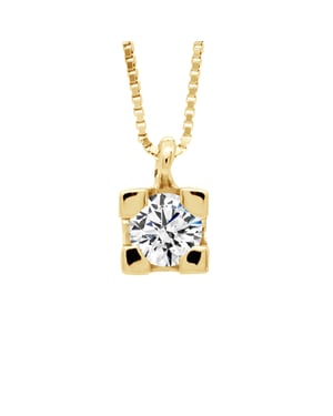 Collar de diamante solitario 0.20 cts oro blanco