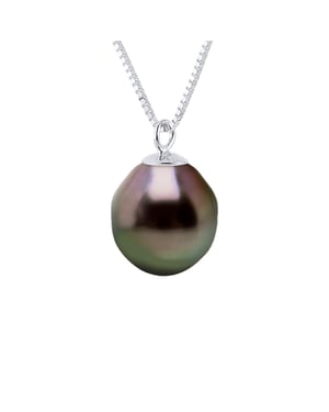 Collar colgante de perlas tahitianas 8-9 mm de pera 925