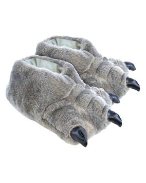 Niños Novedad 3D Monster Feet Plsh Zapatillas | Regalo para Niños - Gris