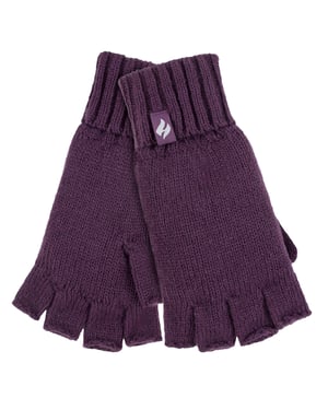 Guantes de punto sin dedos para señoras | GUANTES DE CALOR | Púrpura Sólido