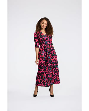 Vestido envolvente con cuello en V Sonia - Leopardo rosa