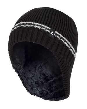 Heat Holders - Chicos Patrulla acanalado Bobble Pom Pom Sombrero para el invierno - Negro