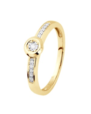 Diamond Solitaire compatible con 0,060 CTS Ilusion 0.50 Cts Gold amarillo