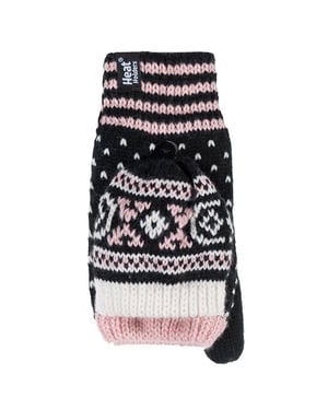 Guantes térmicos sin dedos con estampado de hadas para mujer