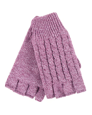 CALEFACTORES - Guantes térmicos de invierno sin dedos de punto por cable para mujer