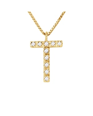 Collar ABC Diamonds 0.05 CTS Letra "T" de 18 quilates de oro amarillo