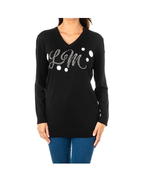 Jersey manga larga con cuello de pico KWS301 mujer