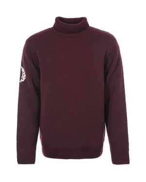 Jersey burdeos con cuello vuelto y corona de laurel de Fred Perry