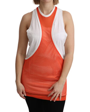 Vestido Top Sin Mangas de Cuello Redondo en Naranja y Blanco para Mujer de Dsquared2