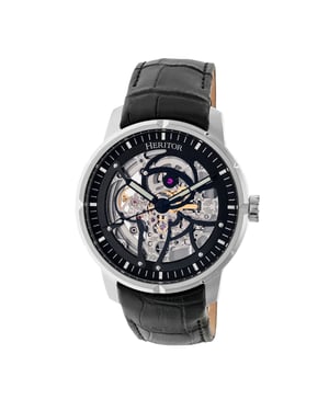 Reloj automático Heritor Ryder esqueleto con correa de cuero