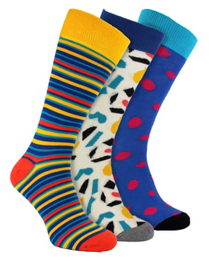 HS by Happy Socks - Pack de 3 Calcetines de Rayas Clásicos para Hombre - Rayas (Brights)