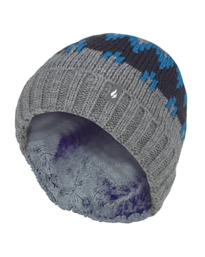 Heat Holders - Gorro de punto grueso y suave con pompones para niños - Pebble Melange/Teal/Navy