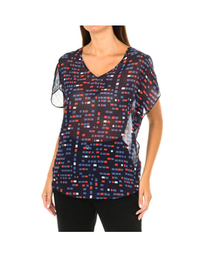 Blusa manga corta y cuello en pico 3Y5H65-5NTAZ mujer