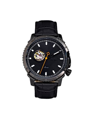 Reloj automático Reign Bauer semiesqueleto con correa de cuero