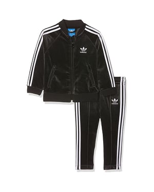 Adidas Velor Kids Black Track Situit