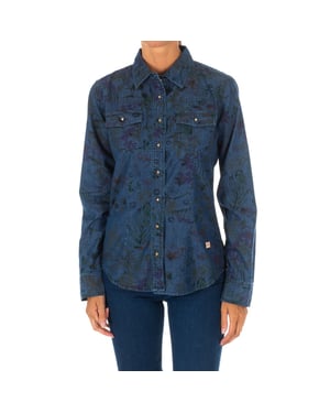 Camisa Tejana  Manga Larga con cuello de solapa 10DCL0058 mujer