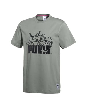 Puma x graple tee tripe cuello manga corta camiseta de piedra caliza 577484 85