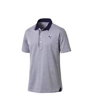 Puma Diamond Jaquard Gray/Navy Performance Fit Mens Golf Polo camisa 576125 01