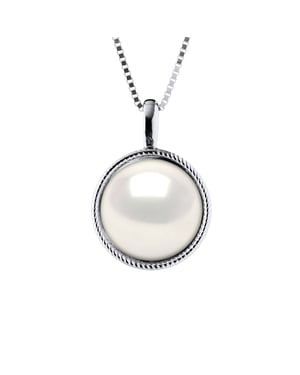 Collar aura perla de agua dulce 9-10 mm negro 925