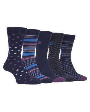 Farah - Paquete de 5 calcetines de algodón para hombre, finos, transpirables y con diseño de lunares - FCS273NVYPUR (Lunares)