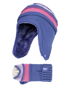 Heat Holders - Gorro y Manoplas Térmicas de Invierno para Niñas con Forro Polar y Orejeras - LS1P10