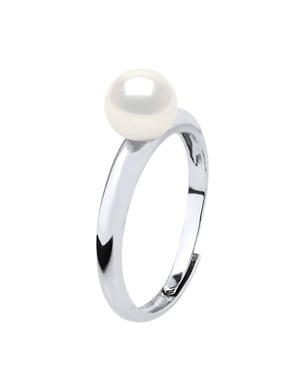 Rush anillo de agua dulce ajustable ronda 6-7 mm de oro 925