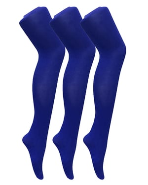 3 Pares Multipack Mallas Opacas 80 Denier Mujer | Sock Snob | Plain Block Colour Tights - Colbalt Blue