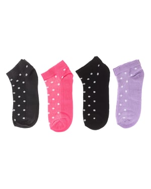 Pack de 4 Calcetines tobilleros mujer, calcetines cortos mujer, algodón, estampado.
