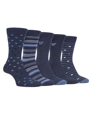 Farah - Paquete de 5 calcetines de algodón para hombre, finos, transpirables y con diseño de lunares - FCS273DENTEL (Lunares)