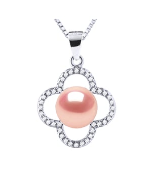 Collar de trébol Pearl White White 9-10 mm 925