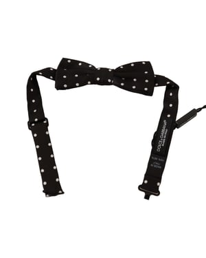 Corbata de Pajarita Ajustable de Seda Negra y Blanca con Lunares de Dolce & Gabbana para Hombre