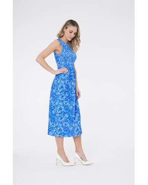 Vestido azul con estampado paisley