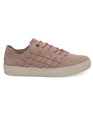 Toms Lenox Bloom Basketweave Pink Leather Womens Lace Up Trainers 10011818