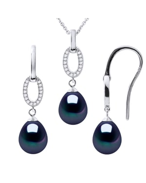 Normandía Collar y aretes de adorno colgan cuentas dulces blancos 925