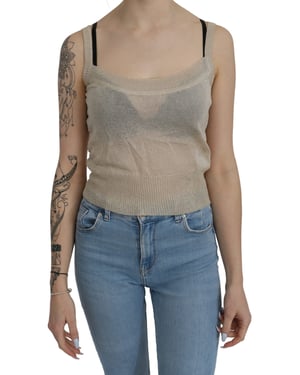 Top Transparente Beige Sin Mangas BYBLOS