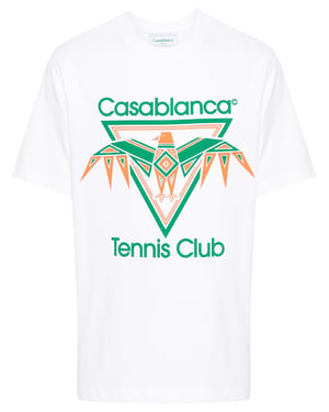 Casablanca Camiseta estampada Playful Eagle Tennis Club en blanco