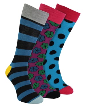 HS by Happy Socks - Pack de 3 calcetines de rayas de colores para hombre - Raya ancha